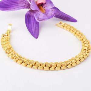 18K Yellow Gold Filled Heart Bangle Bracelet New